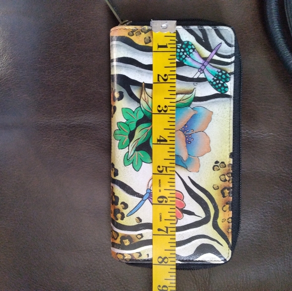 ANUSCHKA BAG LARGE TOTE HANDPAINTED LEATHER ZEBRA PRINT & WALLET SET - Picture 5 of 15